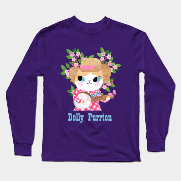 Dolly Purrton Long Sleeve T-Shirt by Planet Cat Studio